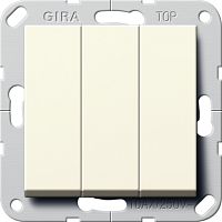 Переключатель самовозвратный без рамки Gira System55 3-кл. проходной 10А кремовый глянец картинка